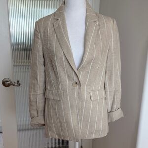 Sanctuary Tan Linen Pinstripe Blazer